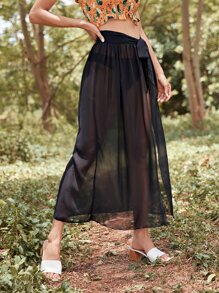 Váy Thắt nút màu trơn Gợi cảm - màu đen - Xem 4