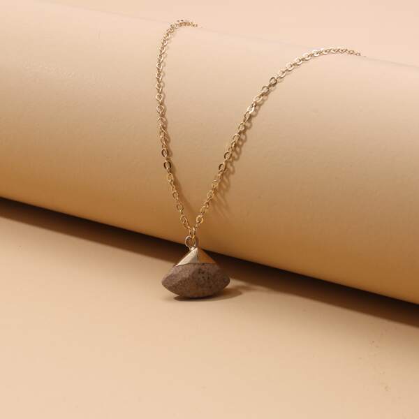 

Fan Stone Charm Necklace, Khaki