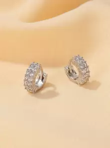 1 đôi bông tai hoop rhinestone - Bạc - Xem 1