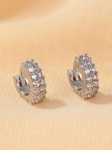 1 đôi bông tai hoop rhinestone - Bạc - Xem 2