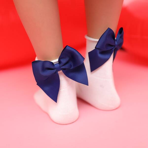 

Toddler Girls Bow Back Socks, White