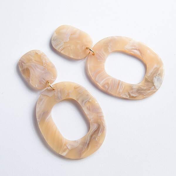 

Hollow Out Geometric Drop Earrings, Khaki