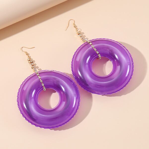 

Swimming Ring Charm Drop Earrings, Purple