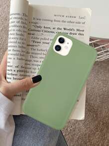 1pc Solid Case Compatible With iPhone - Green - View 3
