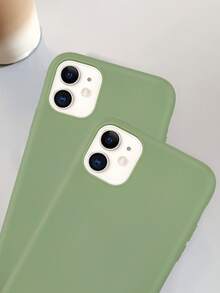 1pc Solid Case Compatible With iPhone - Green - View 4