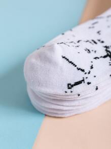 5 pares calcetines de hombres con estampado de letra - Blanco - Ver 3