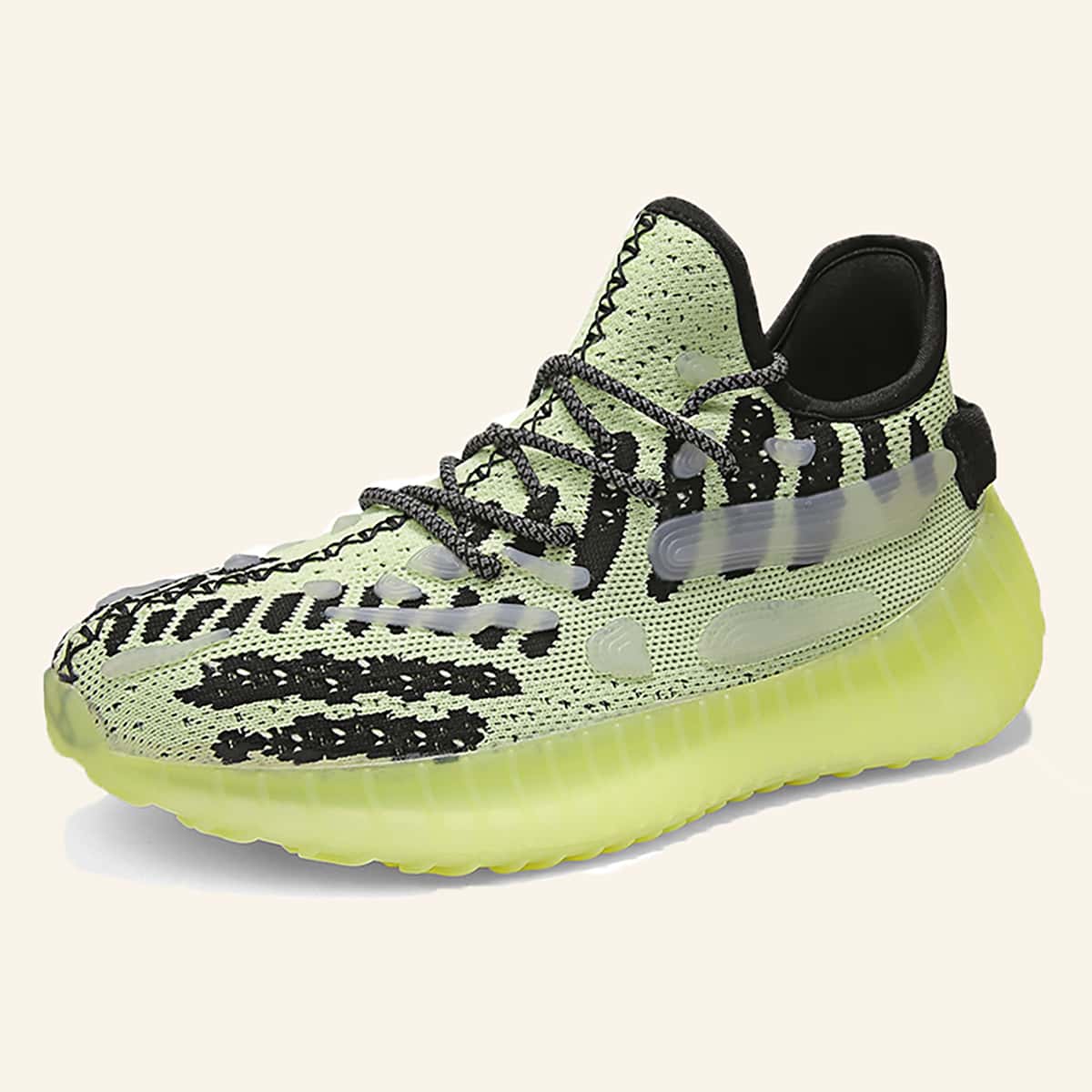 

Guys Lace Up Decor Wide Fit Knit Sneakers, Green