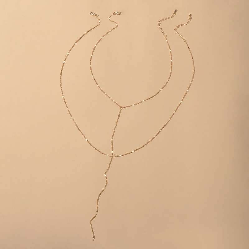 

2pcs Simple Gold Necklace
