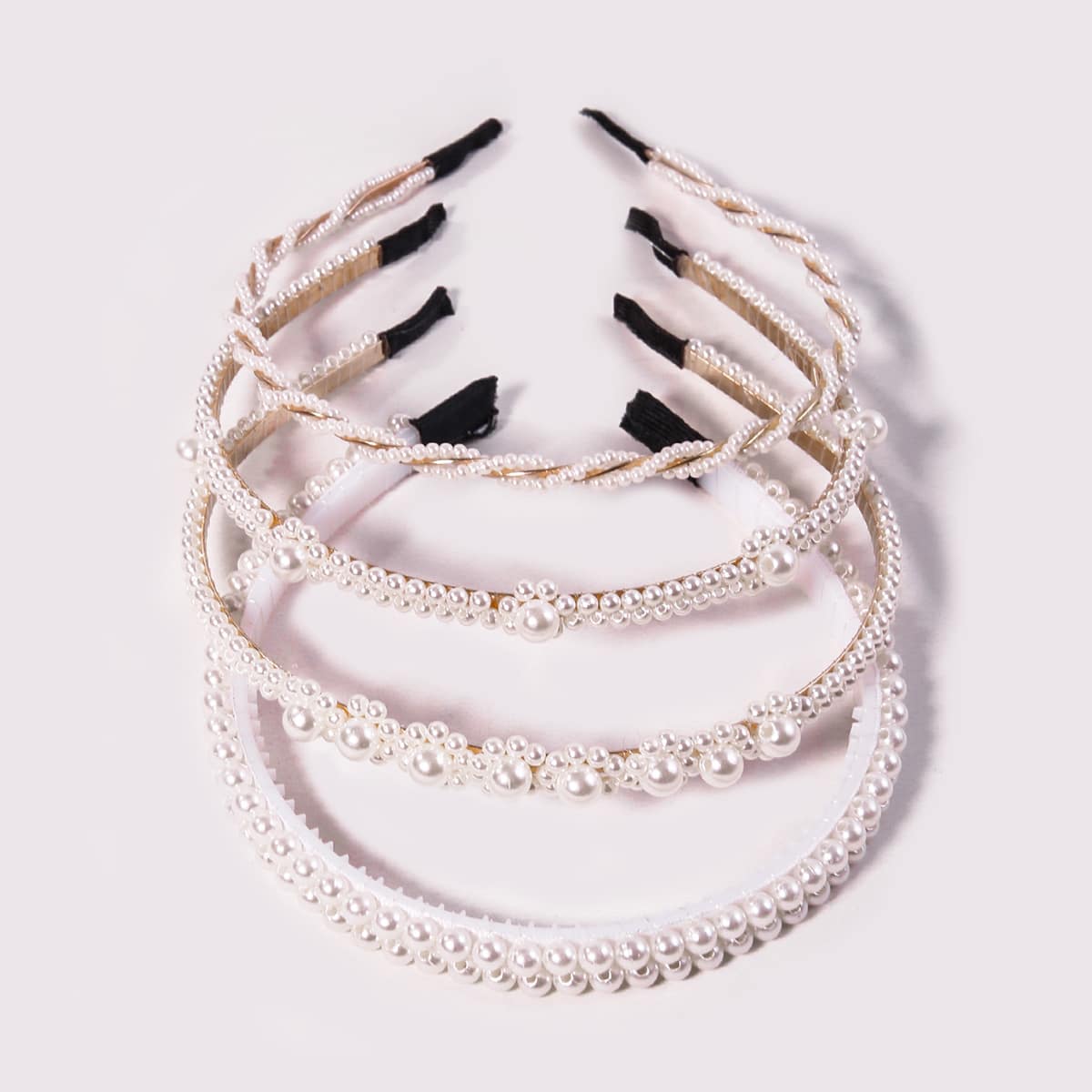 

4pcs Faux Pearl Decor Hair Hoop, White