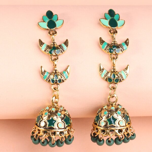 

Серьги Jhumka с бахромой, Зелёные