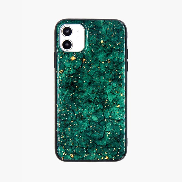

1pc Marble Pattern iPhone Case, Green