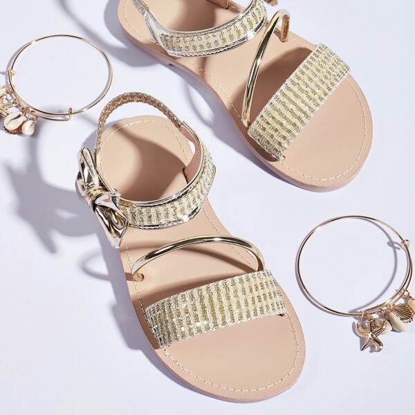 

Toddler Girls Metallic Bow Decor Sandals, Gold