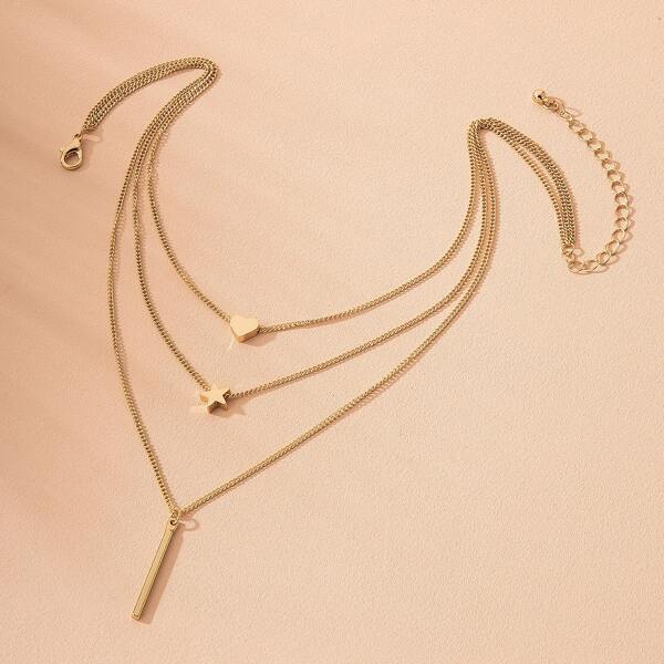 

Heart & Star Charm Layered Necklace, Gold