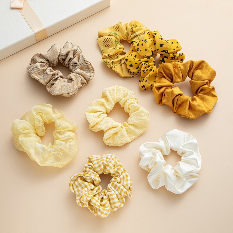 

8pcs Gingham Pattern Scrunchie, Multicolor