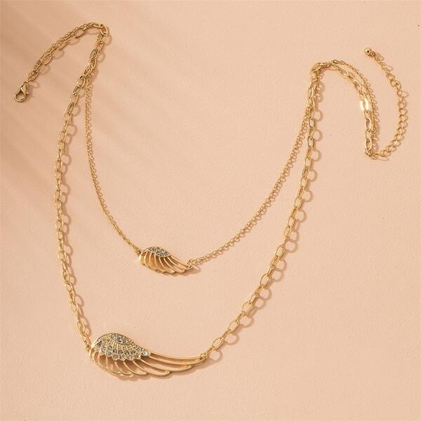 

Wing Charm Layered Necklace, Gold