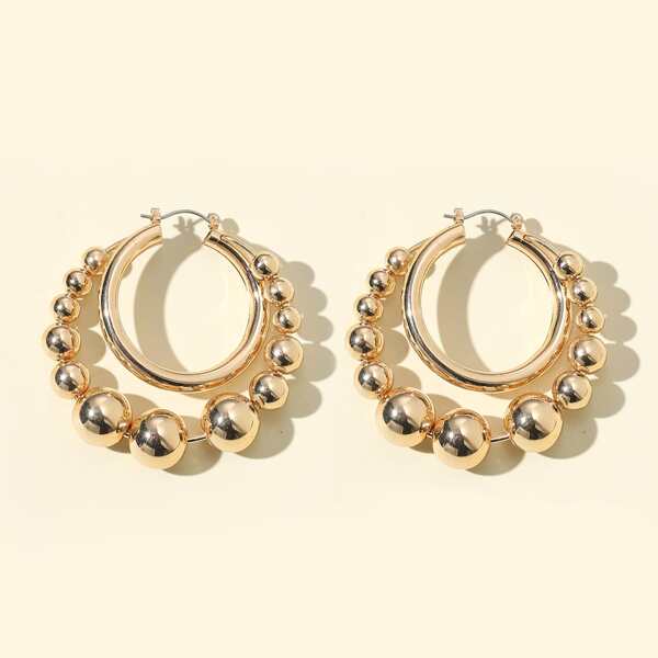 

Round Ball Hoop Earrings, Gold