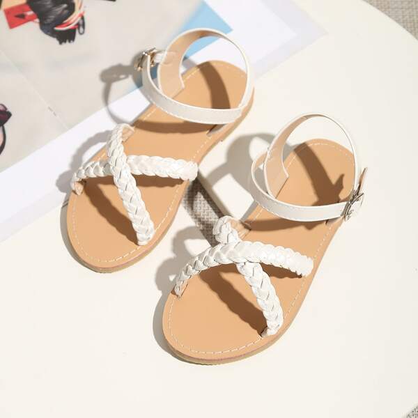 

Toddler Girls Braided Strap Sandals, White