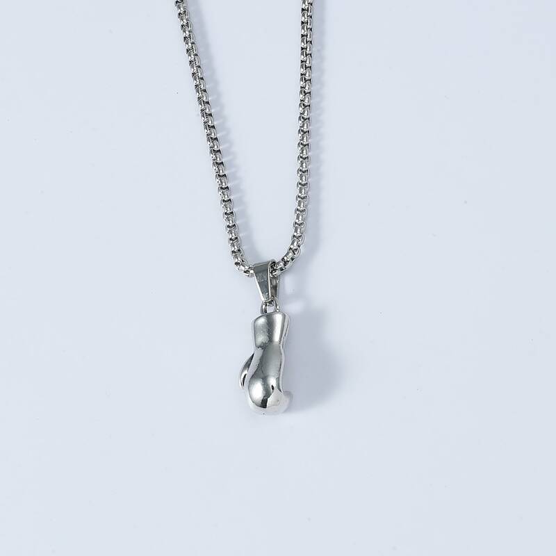 

Guys Boxing Gloves Charm Necklace, Silver