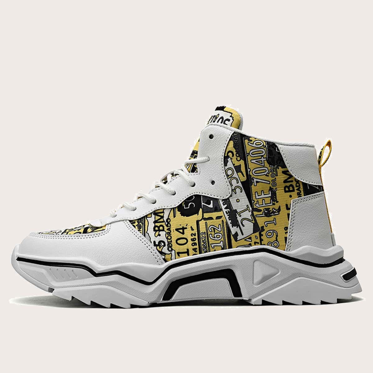 

Guys Lace-up Front Letter Graphic High Top Sneakers, Multicolor