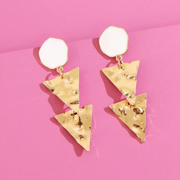 

Textured Triangle Drop Earrings, Gold