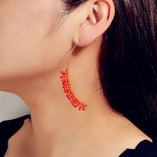 

Beaded Tassel Earrings, Red