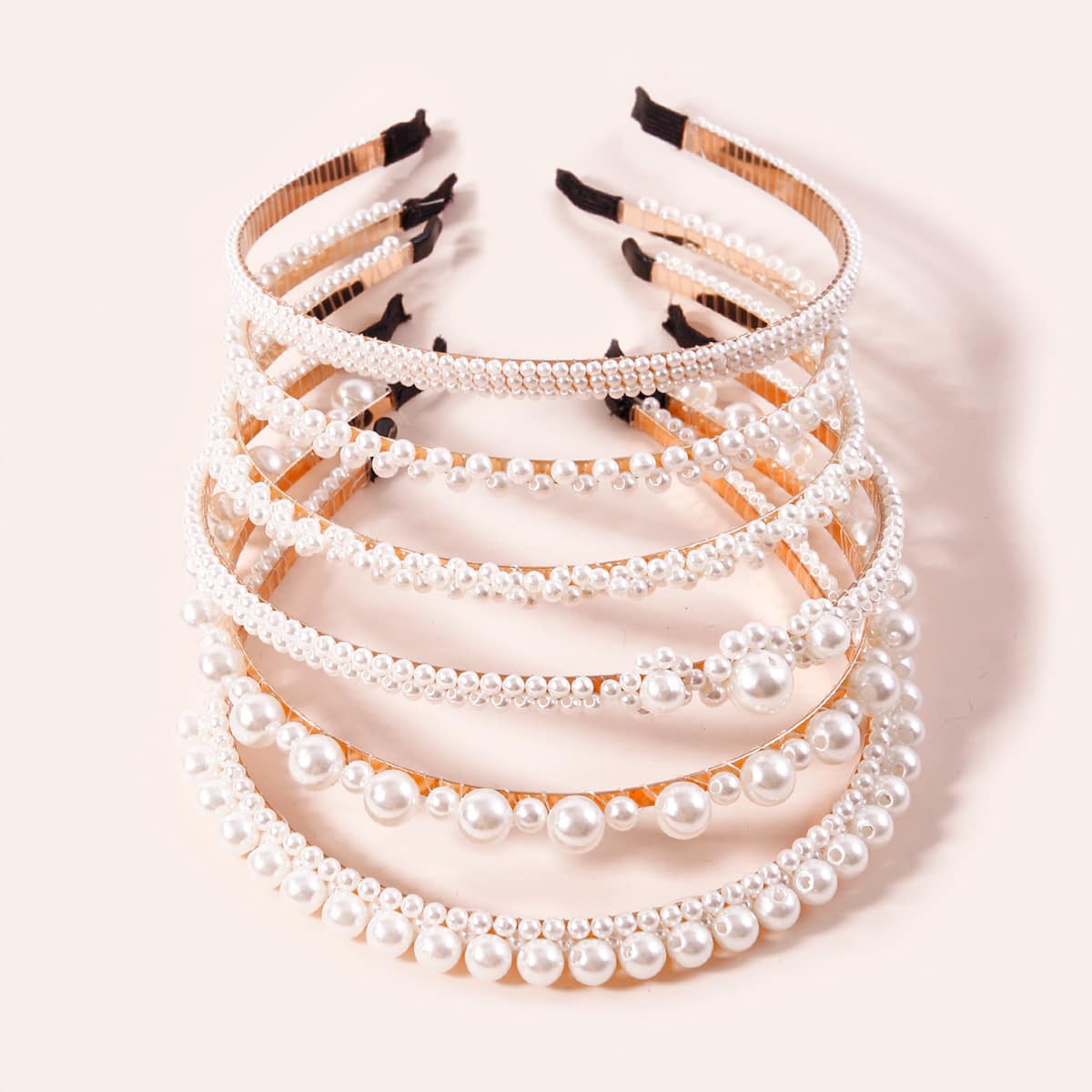 

6pcs Faux Pearl Decor Hair Hoop, White