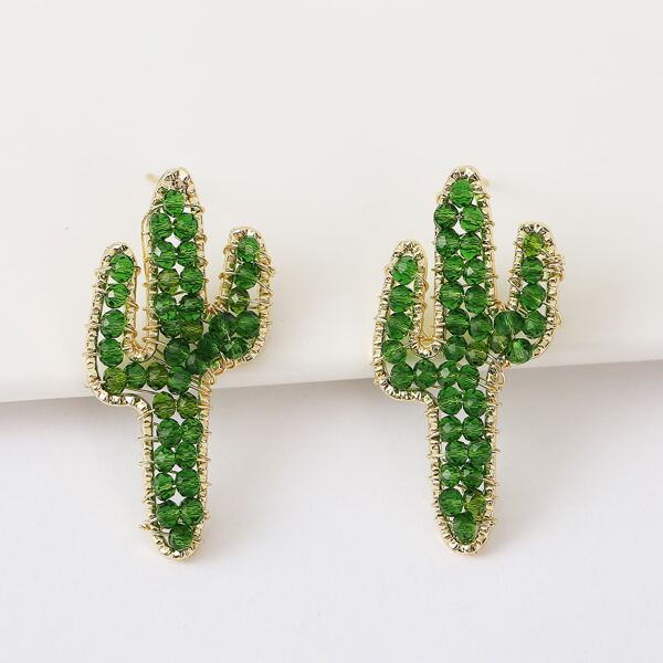 

Crystal Cactus Stud Earrings, Green
