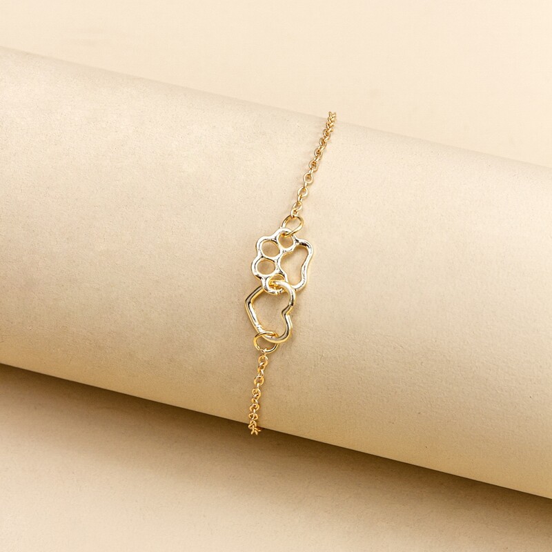 

Hollow Out Heart Chain Bracelet, Gold