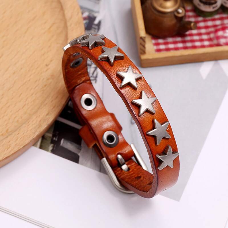 

Guys Star Decor Bracelet, Brown