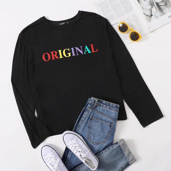 

Plus Colorful Letter Graphic Tee, Black