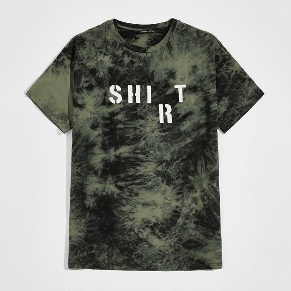 

Men Letter Graphic Tie Dye Tee, Multicolor