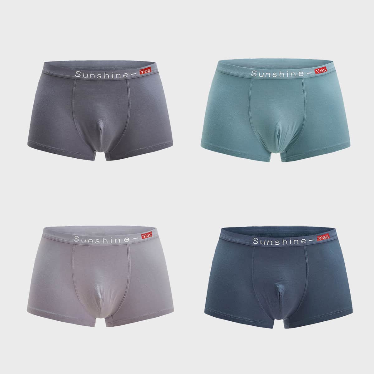 

Men 4pcs Letter Tape Boxer Brief, Multicolor