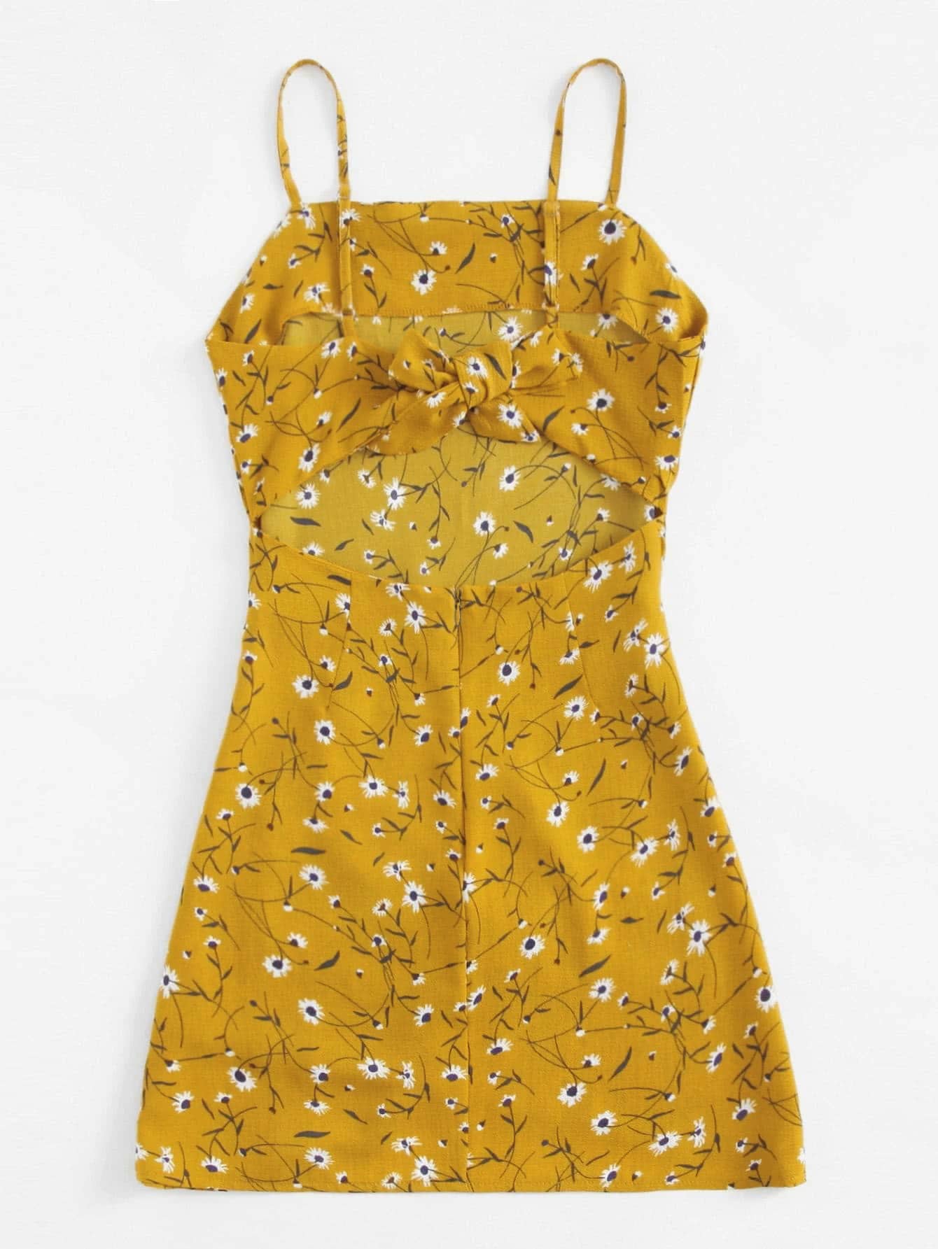 Mulvari Vestido de tirantes de flores - Mostaza Amarilla - Añade 2