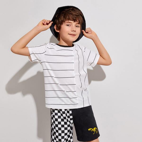 

Boys Short Sleeve Striped Tee, White
