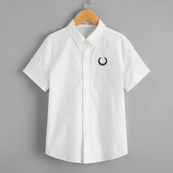 

Boys Graphic Embroidered Shirt, White