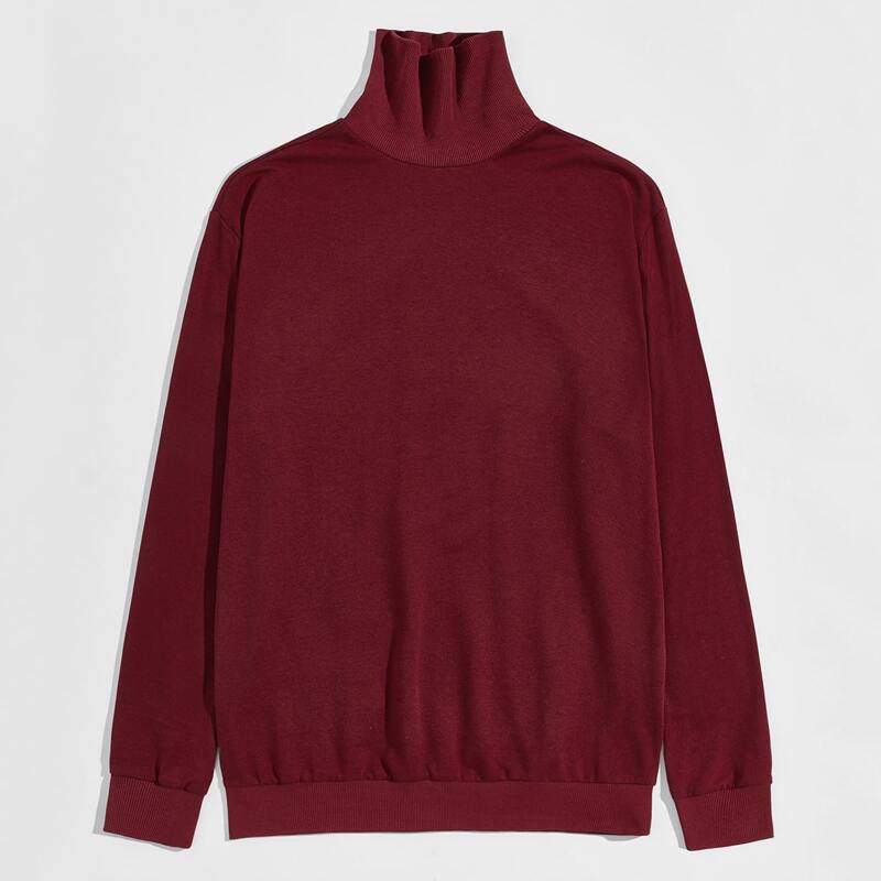 

Guys High Neck Solid Pullover, Burgundy