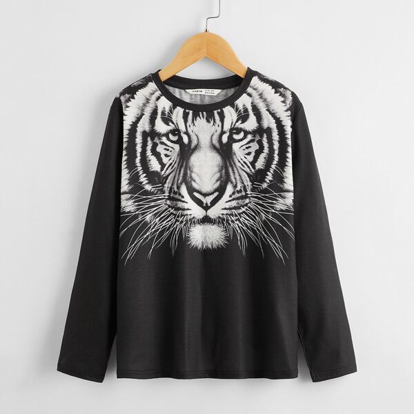 

Boys Tiger Print Tee, Black