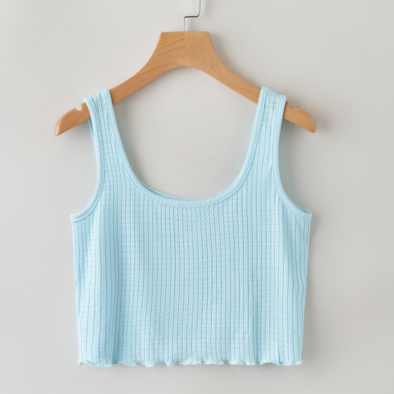 

Lettuce Trim Crop Tank, Mint blue