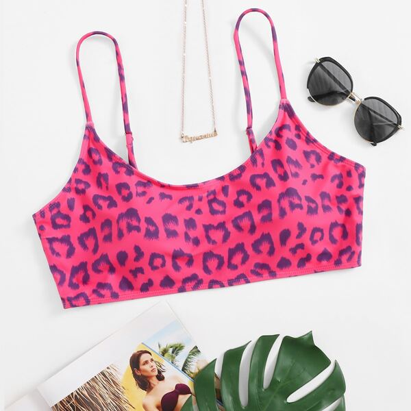 

Plus Leopard Bikini Top, Hot pink bright