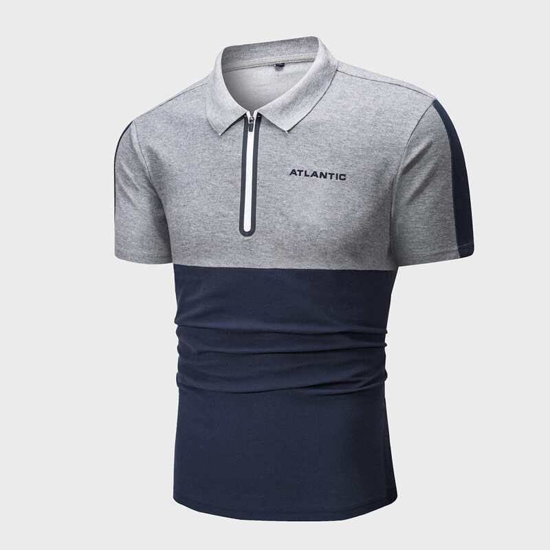 

Guys Letter Graphic Colorblock Zipper Polo Shirt, Multicolor