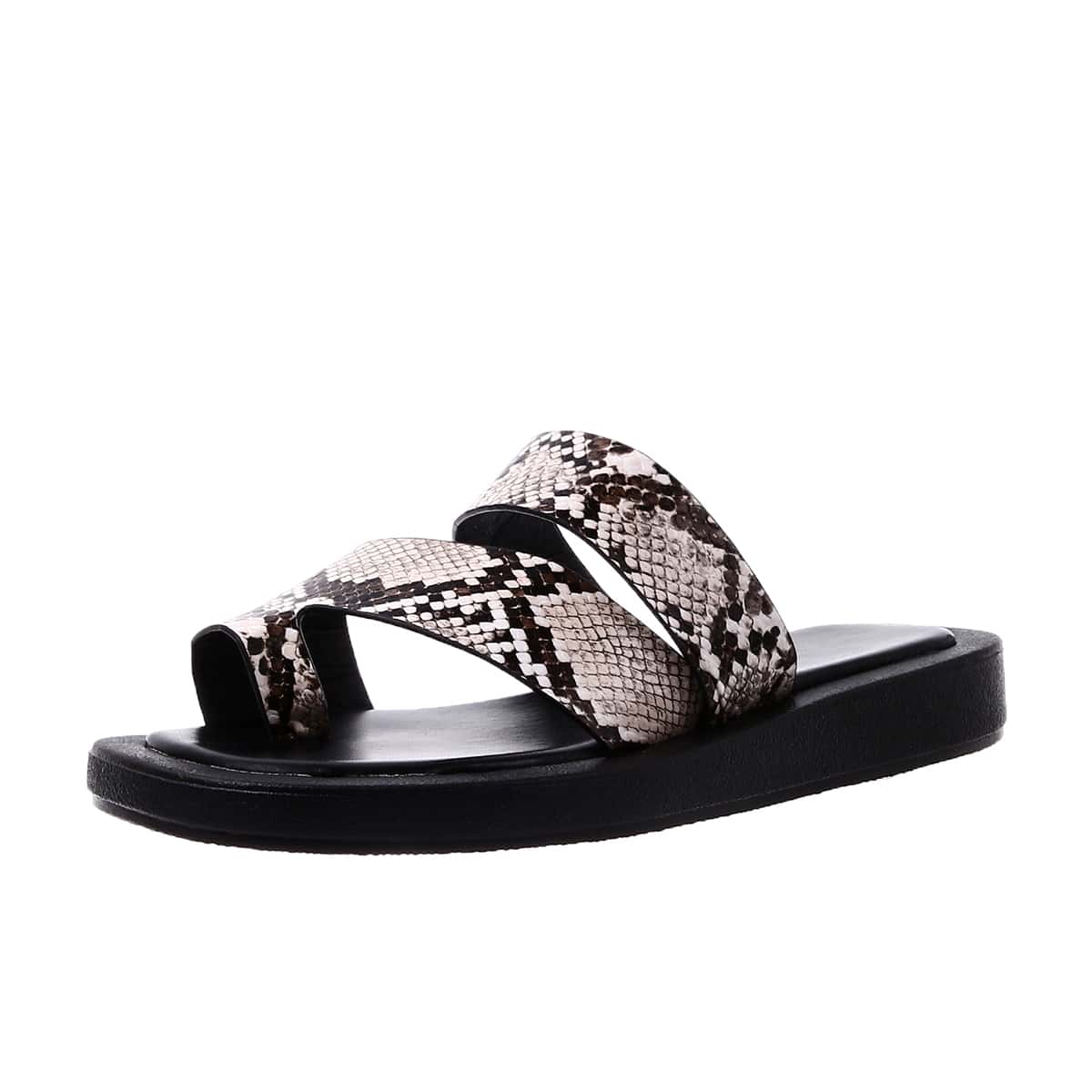 

Snakeskin Toe Ring Slippers, Multicolor