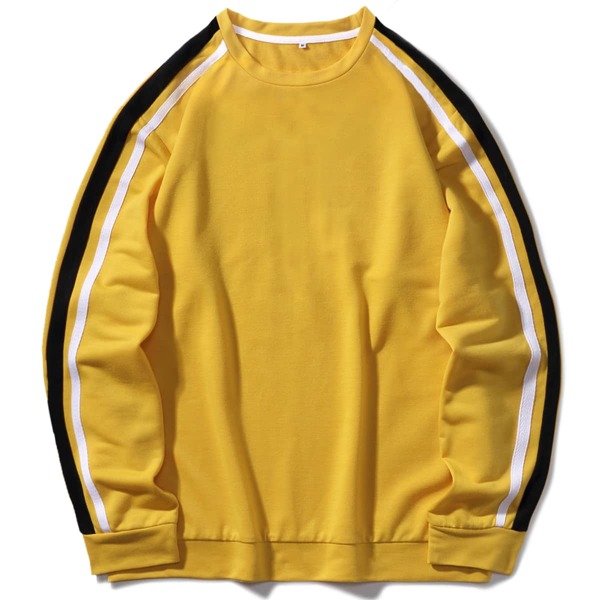 

Men Striped Contrast Tape Sweatshirt, Yellow