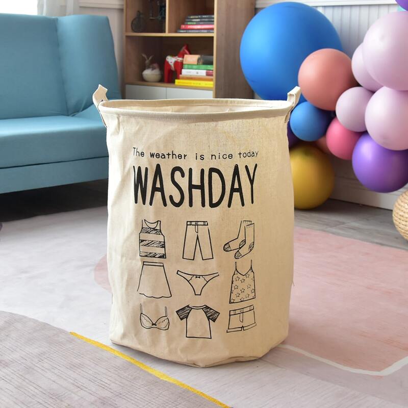 

Letter Graphic Foldable Laundry Basket, Beige