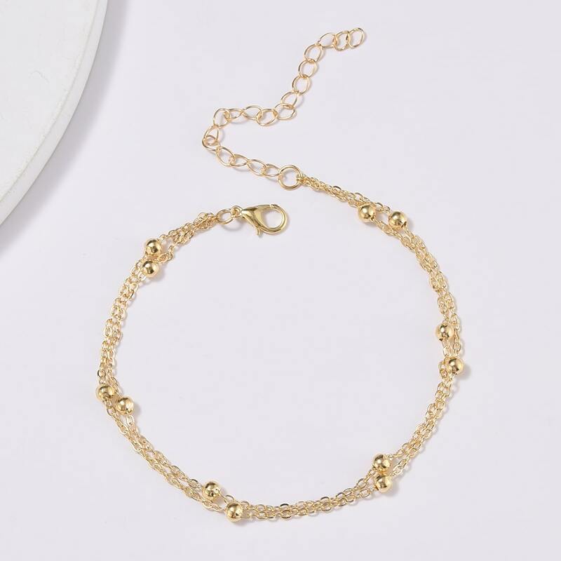 

1pc Chain Layered Anklet, Gold