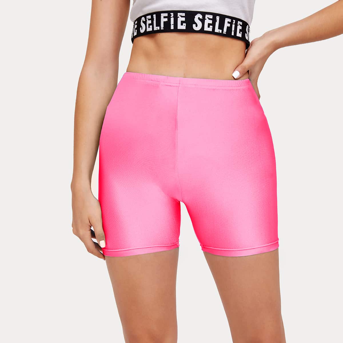 

Solid Biker Shorts, Hot pink