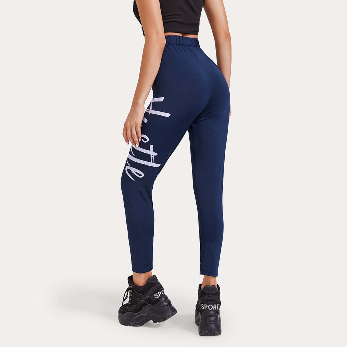 

Letter Graphic Leggings, Navy blue