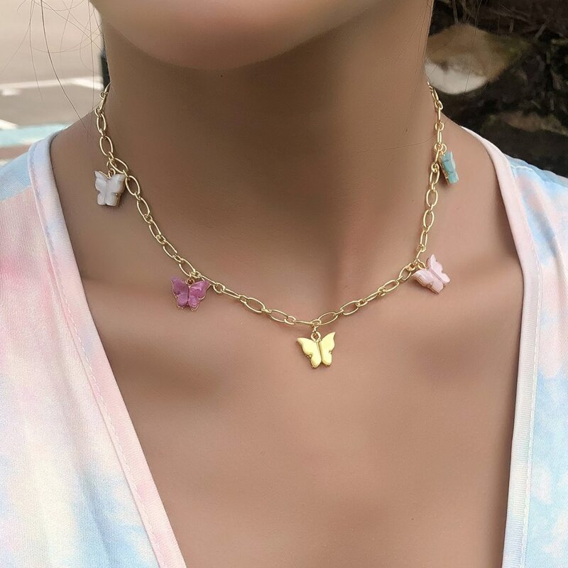 

Butterfly Charm Chain Necklace, Gold