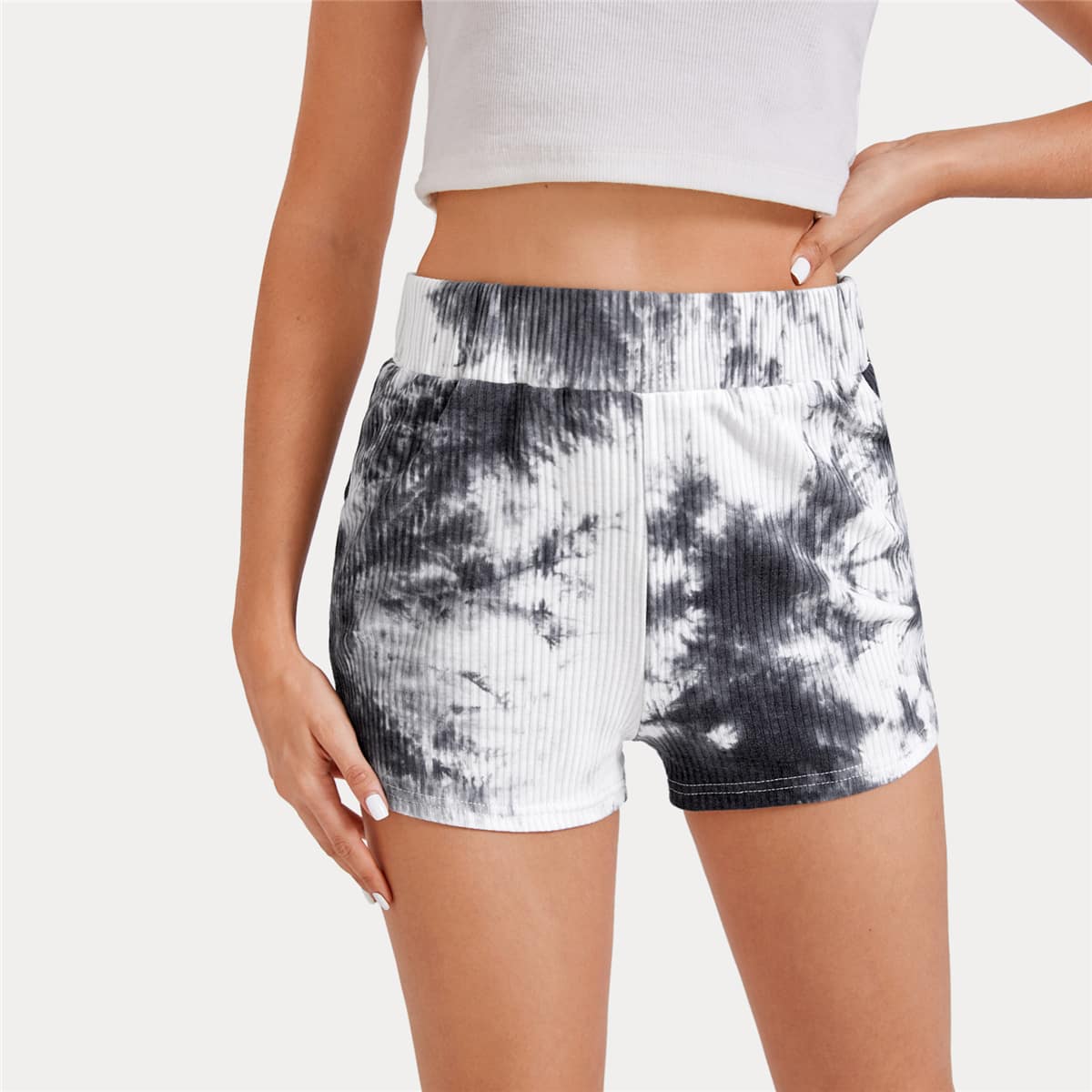 

Tie Dye Ribbed Shorts, Multicolor