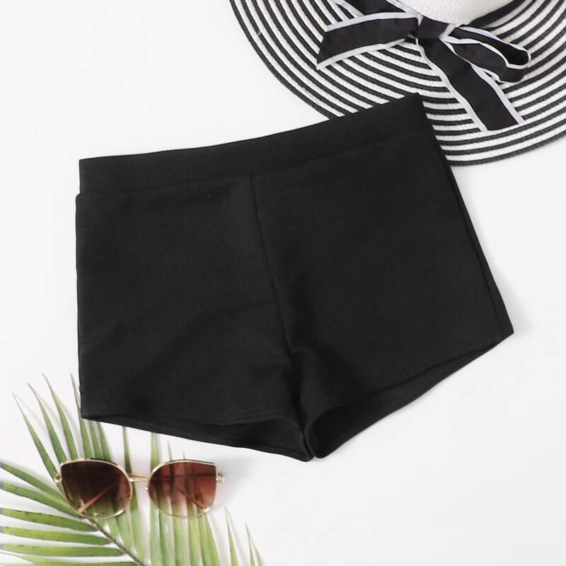 

Ribbed Bikini Shorts, Black