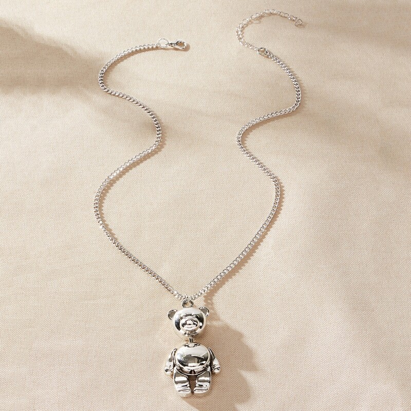 

Bear Pendant Necklace, Silver
